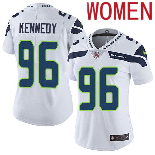 Women Seattle Seahawks #96 Cortez Kennedy Nike White Vapor Limited NFL Jersey->women nfl jersey->Women Jersey